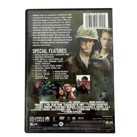 Casualties Of War Michael J Fox Sean Penn Columbia Pictures DVD Released Edition - Picture 2 of 7